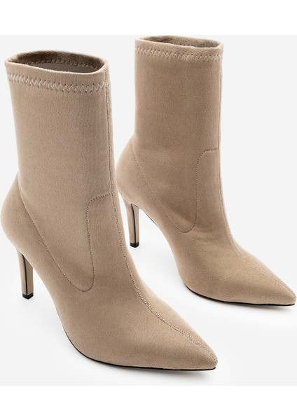 Kadın Sivri Burun Fermuarsız Streç Süet Topuklu Bot Pesina indirimleri