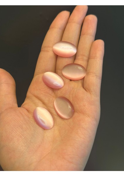 6 Adet Sedef Pembe Cam Yapıştırma Boncuk Set 2x1 cm