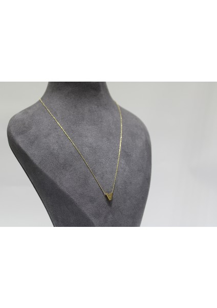14 Ayar Altın V Harfi Kolye Zinciriyle Beraber fırsatları