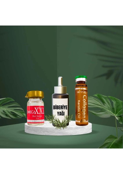 Saç Bakım Seti Hızlı Sonuç Serum, Collegen Keratin Serum ve Biberiye Yağı