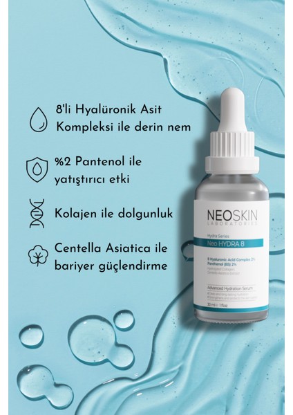 Hydra 8 - Derinlemesine Nemlendirici ve Yenileyici Serum (Hyalüronik Asit%2 + Pantenol%2) fırsatları