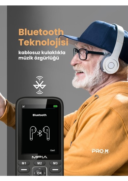 Mpıa Yerli Üretim Kameralı Türkiyede Ilk Sesli Menü ve Aramalı Büyük Ekran Tuşlu Cep Telefonu 16GB Hediye fırsatları