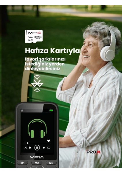 Mpıa Yerli Üretim Kameralı Türkiyede Ilk Sesli Menü ve Aramalı Büyük Ekran Tuşlu Cep Telefonu 16GB Hediye indirimleri