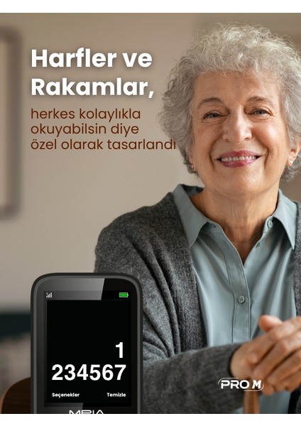 Mpıa Yerli Üretim Kameralı Türkiyede Ilk Sesli Menü ve Aramalı Büyük Ekran Tuşlu Cep Telefonu 16GB Hediye