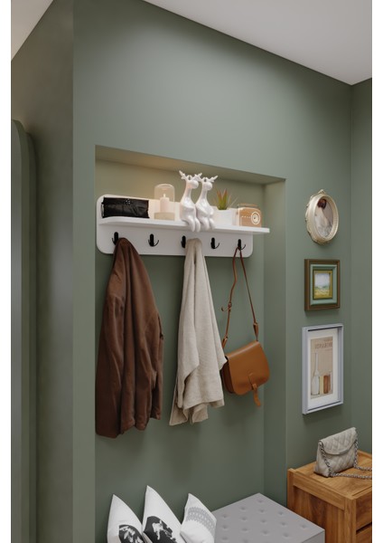 Duvar Tipi Askılık Raflı Portmanto Askı Dekoratif Elbise Askılığı 70 cm fırsatları