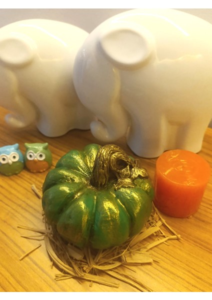 Büyük Boy El Boyaması Yeşil Kabak Biblo-Dekoratif Ev Ürünü-Rustik Hasat Kabak Figürü fırsatları