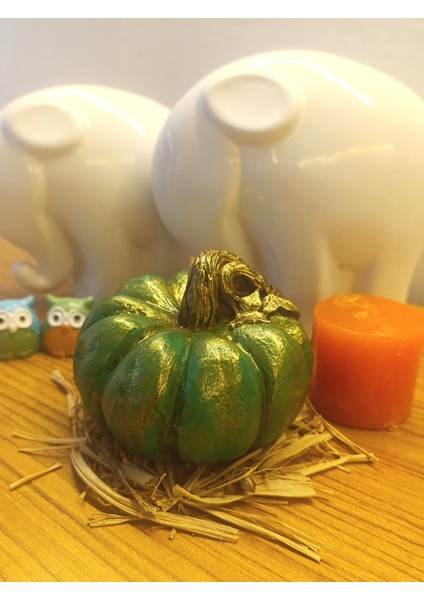 Büyük Boy El Boyaması Yeşil Kabak Biblo-Dekoratif Ev Ürünü-Rustik Hasat Kabak Figürü indirimleri
