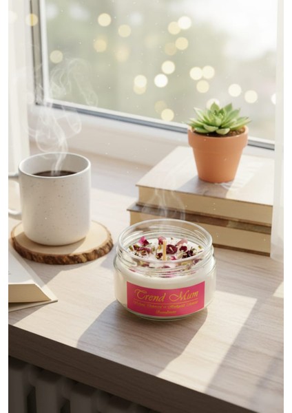 Gül Kokulu Romantik Huzur Aromaterapi Mum , Dekoratif Mum , Hediyelik Mum