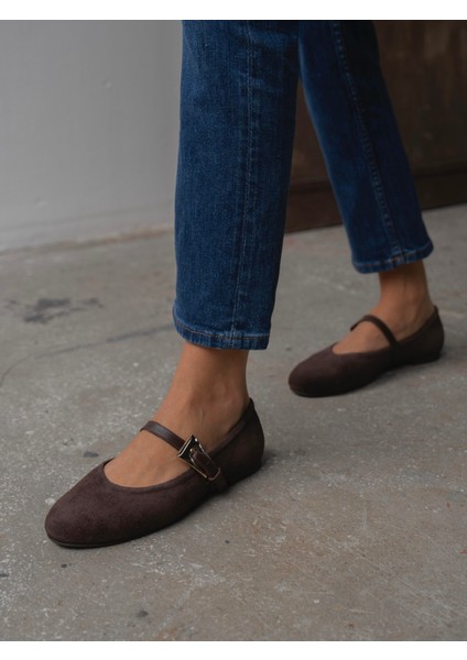 Rinda Kahve Süet Hakiki Deri Kadın Babet fiyatları