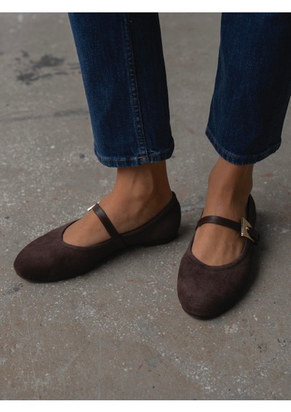 Rinda Kahve Süet Hakiki Deri Kadın Babet modelleri