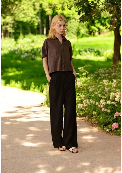 Yazlık Düğmeli Keten Pantolon fiyatları