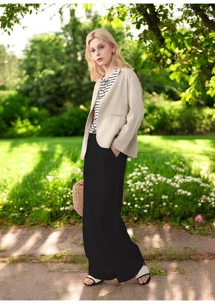 Yazlık Düğmeli Keten Pantolon modelleri