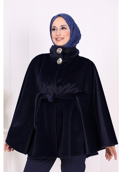 70060 Düğme Detaylı Panço Lacivert indirimleri