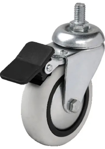 354 - 75X25 mm Pvc Makaralı Vidalı Frenli Teker 4 Adet