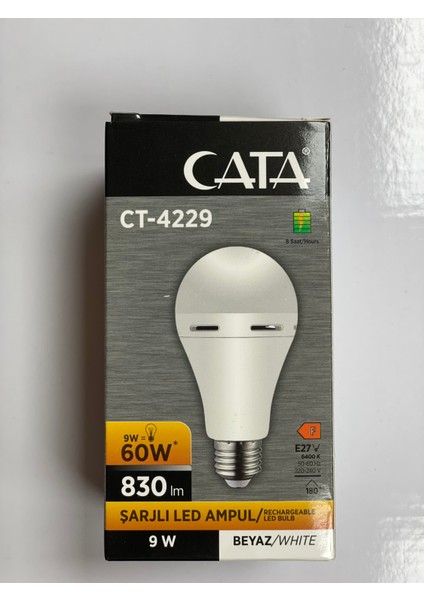 7 Watt E27 Duylu Şarjlı LED Ampul CT-4229 - Beyaz Işık modelleri