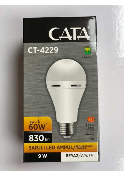 7 Watt E27 Duylu Şarjlı LED Ampul CT-4229 - Beyaz Işık fırsatları