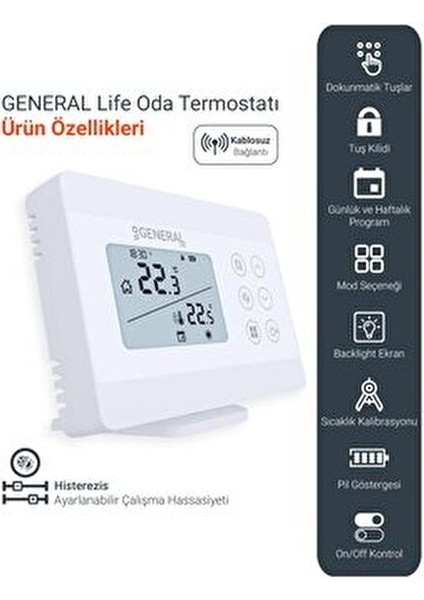 HT300S RF Kablosuz Oda Termostatı Gelişmiş TPI Teknolojisi ile %35 Enerji Tasarrufu