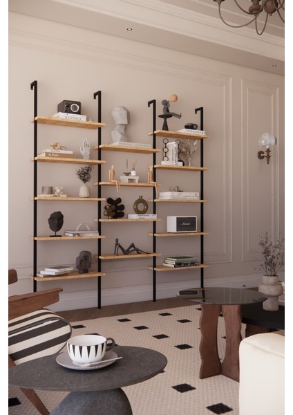Dekoratif Tasarım Duvara Monte 14 Raflı Kitaplık Ofis-Salon-Ev Rafı- Kolay Kurulum- Ofis Rafı modelleri
