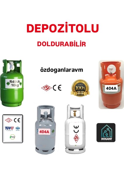 R404A 10 kg Doldurulabilir Depozitolu Tüplü Soğutucu Gaz