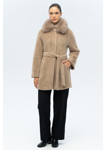 Çıkabilir Kürklü Inci Detaylı Peluş Kaban Vizon 3098-TK fiyatları
