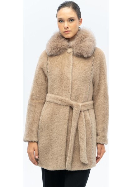 Çıkabilir Kürklü Inci Detaylı Peluş Kaban Vizon 3098-TK modelleri