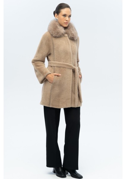 Çıkabilir Kürklü Inci Detaylı Peluş Kaban Vizon 3098-TK indirimleri