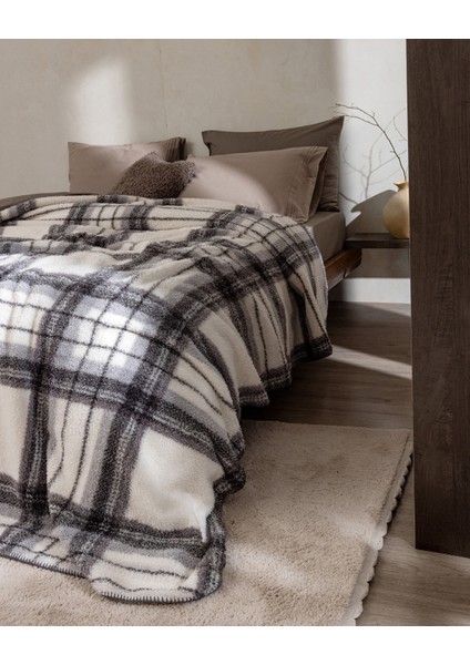 Varnelle Çift Kişilik Sherpa Battaniye - Ekru/antrasit modelleri