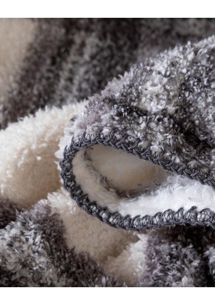 Varnelle Çift Kişilik Sherpa Battaniye - Ekru/antrasit