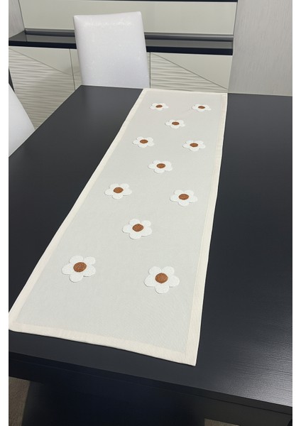 Papatya Desenli Punch Panç Nakışlı Keten Runner Masa Örtüsü 40 x 110 cm fırsatları