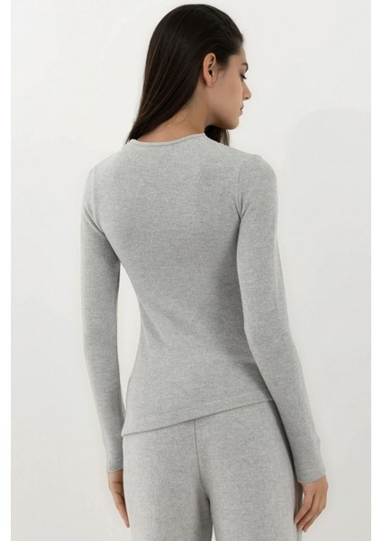Kadın Yumuşak Dokulu Uzun Kollu Bluz Busem Collection Grey modelleri