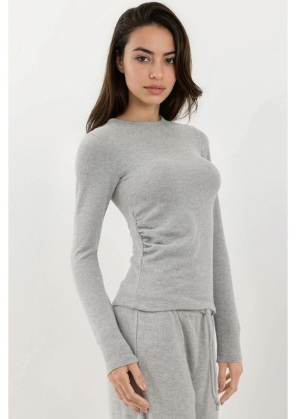 Kadın Yumuşak Dokulu Uzun Kollu Bluz Busem Collection Grey indirimleri