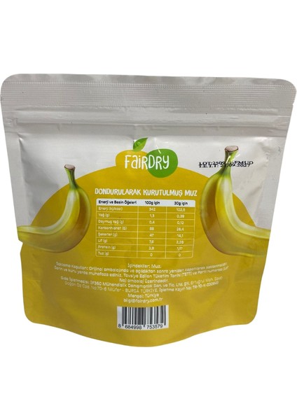 Fairdry Muz Dilim, Freeze Dried, Dondurularak Kurutulmuş, Meyve Kurusu, Katkısız, Çıtır Meyve Cipsi modelleri