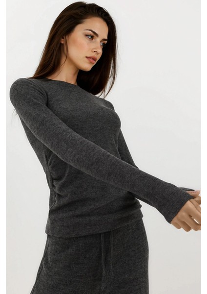 Kadın Yumuşak Dokulu Uzun Kollu Bluz Busem Collection Grey fiyatları