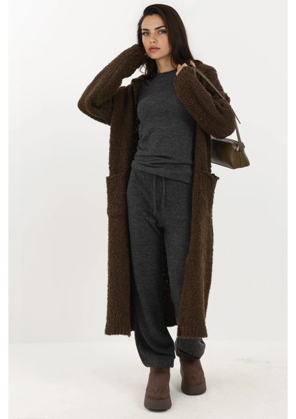 Kadın Yumuşak Dokulu Uzun Kollu Bluz Busem Collection Grey