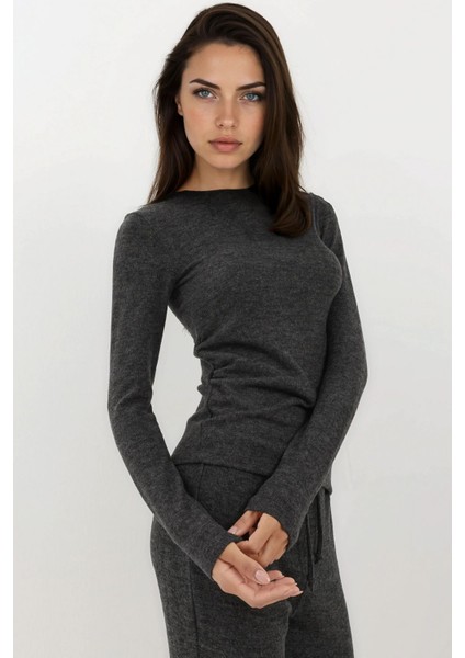 Kadın Yumuşak Dokulu Uzun Kollu Bluz Busem Collection Grey modelleri
