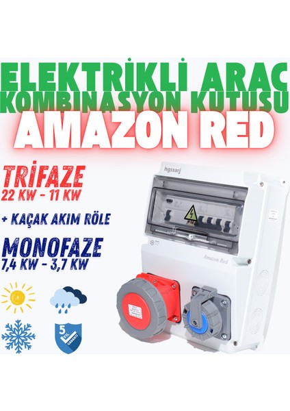 ''Amazon Red'' Elektrikli Araç Kombinasyon Kutusu, V i k o/P a n a s o n i c 5 Yıl Garanti