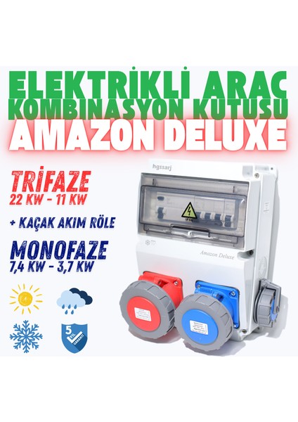 Amazon ''deluxe'' Elektrikli Araç Kombinasyon Kutusu, Tesla Blue Adaptöre Uyumlu