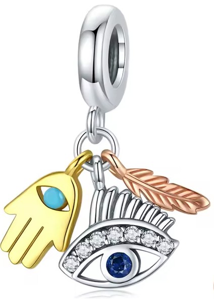 Üçlü Tüy Motifli Sallantılı Charm