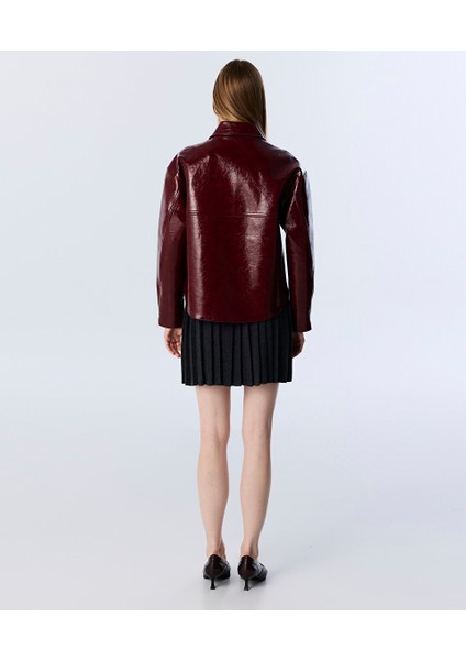 Sloganlı Rugan Görünümlü Ceket TW6250005084035