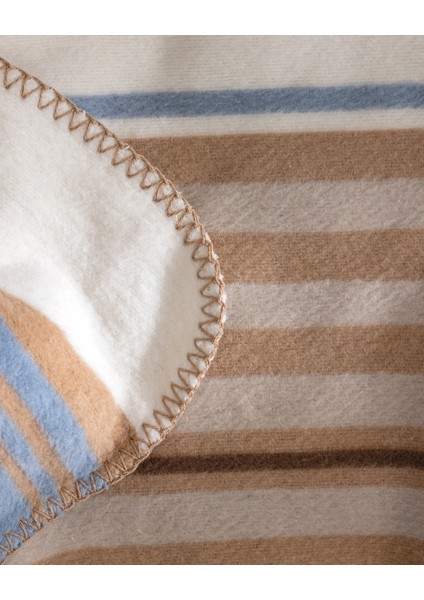 Saulet Tek Kişilik Jakarlı Pamuklu Battaniye - Açık Mavi/bej indirimleri