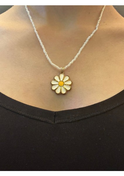 Çelik Papatya Uçlu Boncuklu Kadın Kolye 21 cm fiyatları