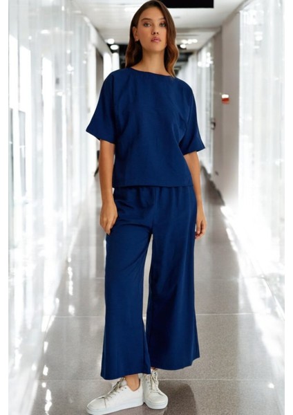 Yazlık Kısa Kollu Alt Üst Keten Takım