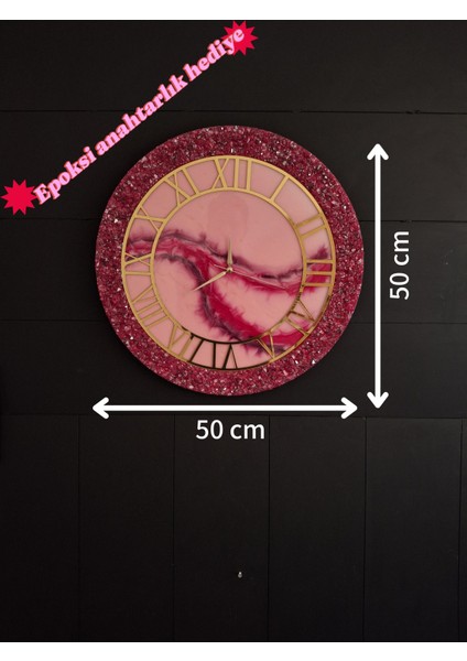 Duvar Saati - 50 cm - Modern Dekoratif Duvar Saati - Epoksi Duvar Saati - El Yapımı Duvar Saati - Şık Duvar Saati