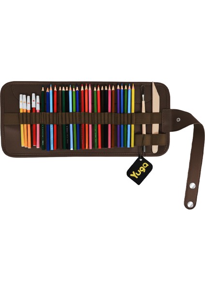 Suni Deri 36 Gözlü Rulo Kalemlik Kahverengi fiyatları