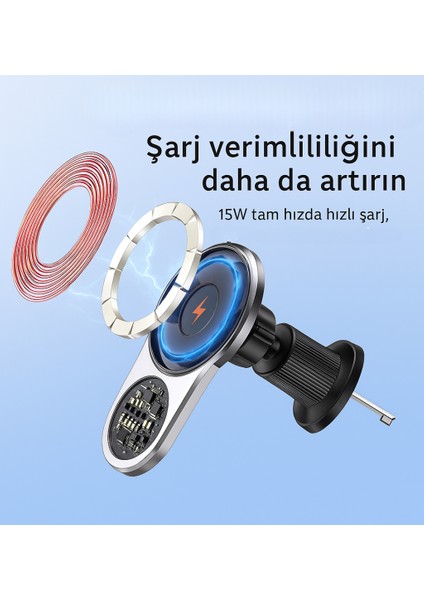 15W Hızlı Şarj Destekli Manyetik Araç Telefon Tutucu | 1200G Güçlü Emiş Gücü | Akıllı Çipli, 360° Döner Tasarım modelleri