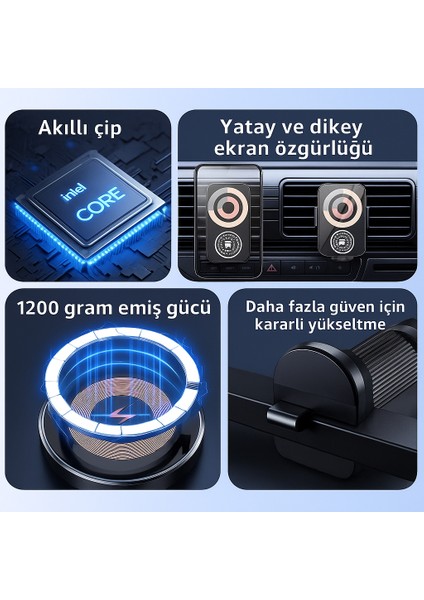 15W Hızlı Şarj Destekli Manyetik Araç Telefon Tutucu | 1200G Güçlü Emiş Gücü | Akıllı Çipli, 360° Döner Tasarım fırsatları