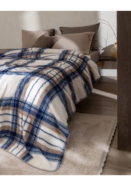 Varnelle Tek Kişilik Sherpa Battaniye - Ekru/indigo modelleri