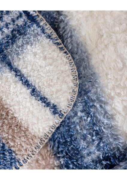 Varnelle Tek Kişilik Sherpa Battaniye - Ekru/indigo indirimleri