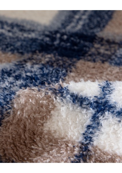 Varnelle Tek Kişilik Sherpa Battaniye - Ekru/indigo