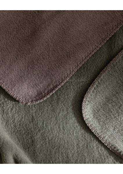 Caureo Tek Kişilik Jakarlı Pamuklu Battaniye - Haki/vizon indirimleri